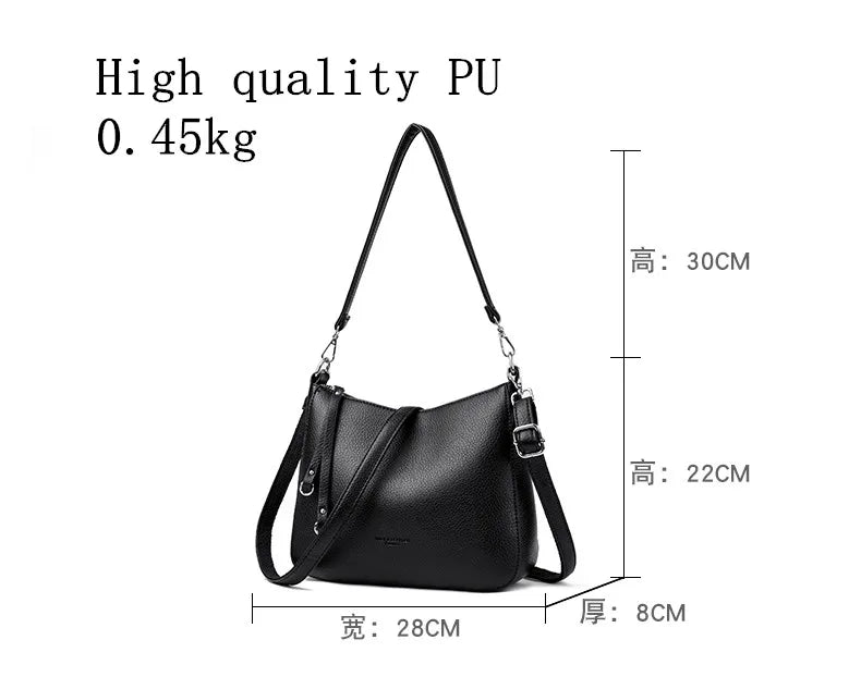 New Luxury Designer Handbag Solid Color PU leather Women Shoulder Bag Casual Crossbody Bags for Women New Zipper Messenger Bag