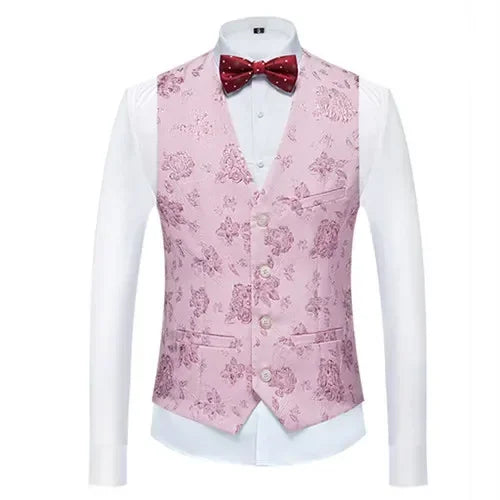 26 Colors Men's Suit Vest Single-breasted V-neck Vests Jacket Men Wedding Party Waistcoat Red Blue Green White Pink