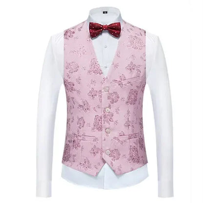 26 Colors Men's Suit Vest Single-breasted V-neck Vests Jacket Men Wedding Party Waistcoat Red Blue Green White Pink