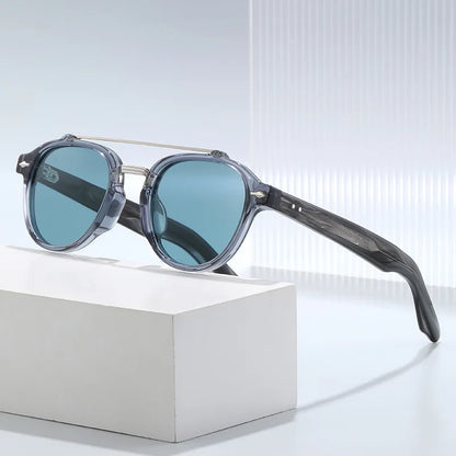 New High-end Flat Top Double Bridges Men Polarized Sunglasses Acetate Square Suneyeglass Women Fashion Retro Gifts Eyewear UV400
