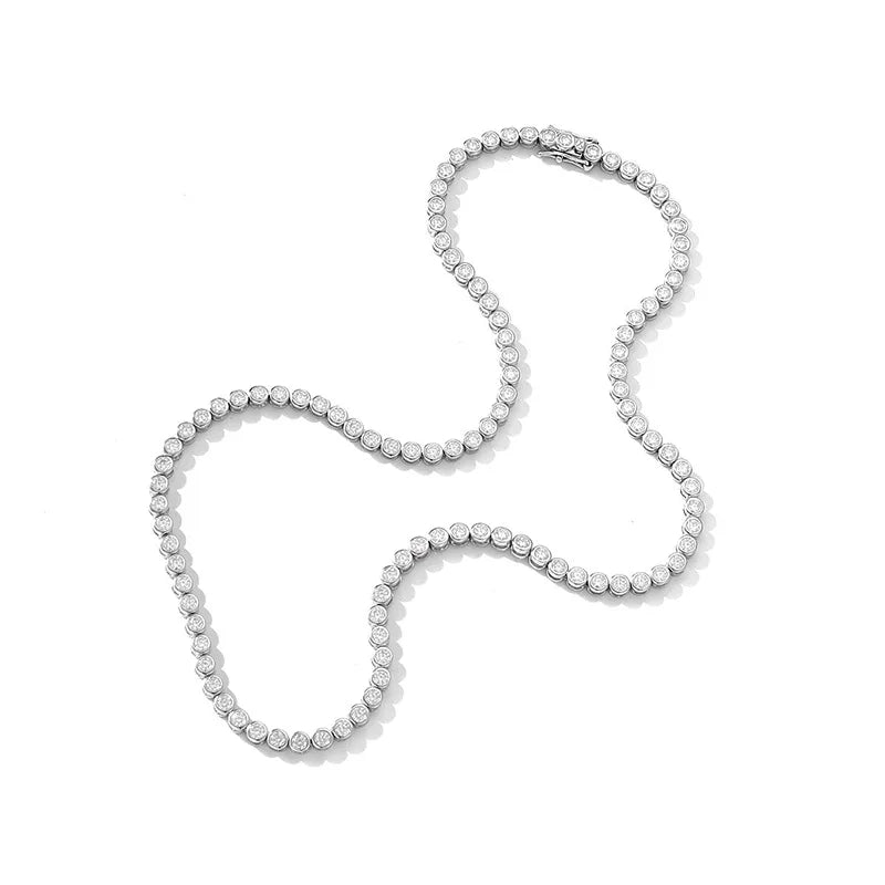 Sparkling Real Bubble 2/3mm D Color Full Moissanite Tennis Necklace for Women S925 Silver All Diamond Neck Chain Necklaces