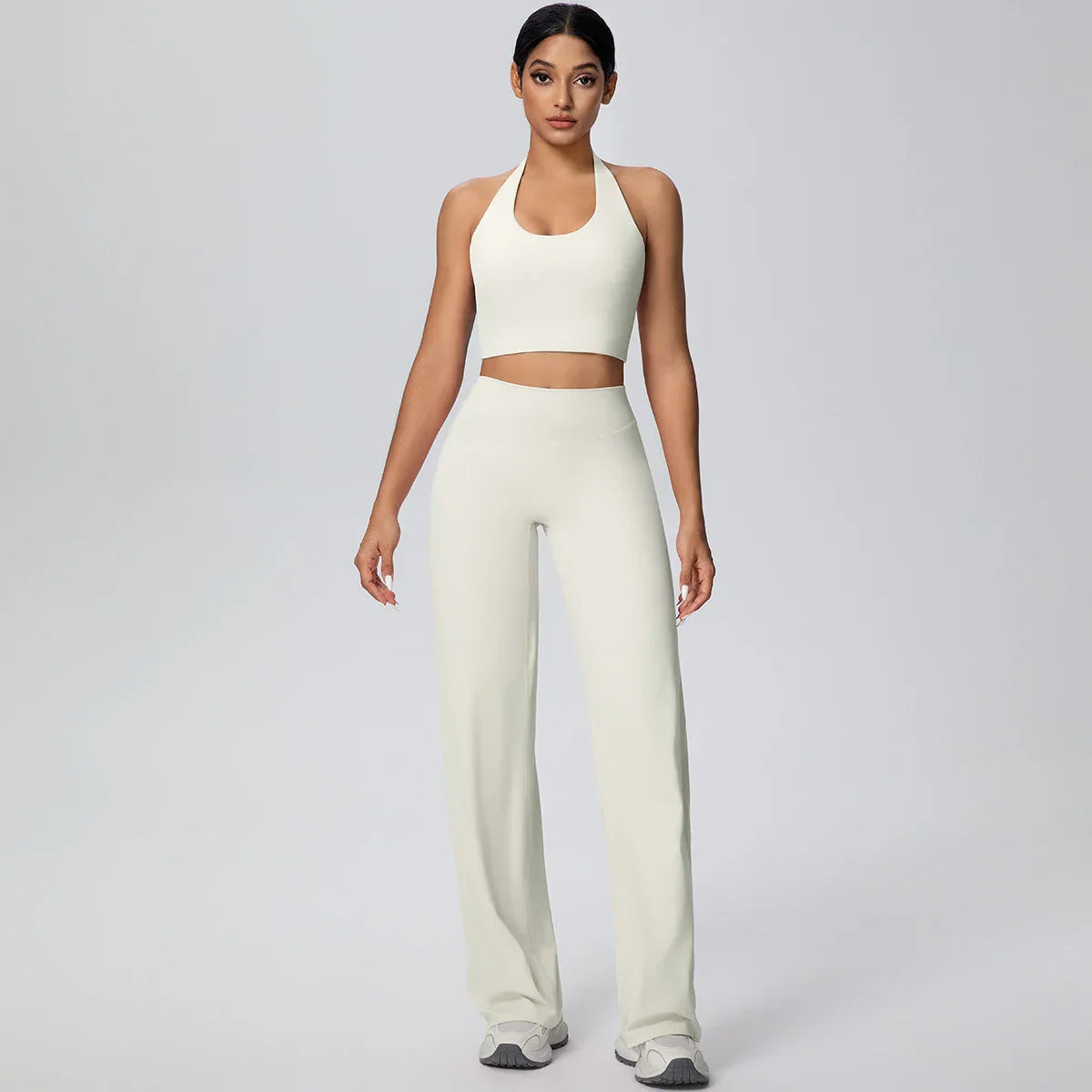 2PCS Woman Backless Hanging Neck Bra and Pants Yoga Set Summer Breathable Gym Sports Running Workout Top Hot Sales Yoga Set