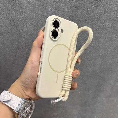 Candy Soft Liquid Silicone for Magsafe Case for iPhone 18 17 16 15 14 Pro Max Shockproof Magnetic Charging Lanyard Strap Cover
