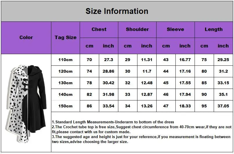 Cruella Deville Costume Black Dalmatian Jumpsuit Dress Girls Halloween Cosplay Party Dress up