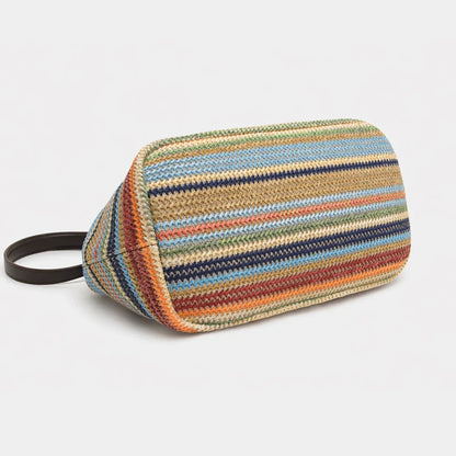 Fashion Large Striped Clip Shell Shoulder Bag for Women Designer PP Straw Handbags Luxury Casual Summer Beach Woven Clutch Bags