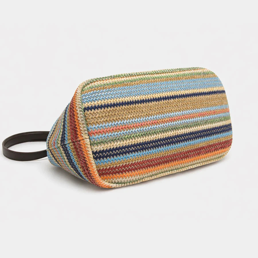 Fashion Large Striped Clip Shell Shoulder Bag for Women Designer PP Straw Handbags Luxury Casual Summer Beach Woven Clutch Bags