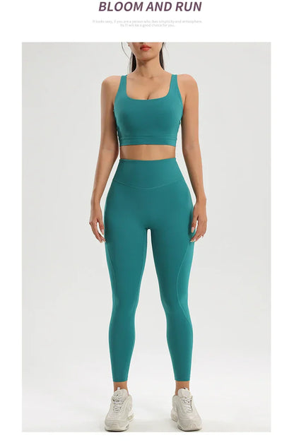 Women's Gym Two Piece Set Yoga Bra Underwear Tight Training Pants Bottom Pants Fitness Clothing Fitness Pants Set Exercise Set