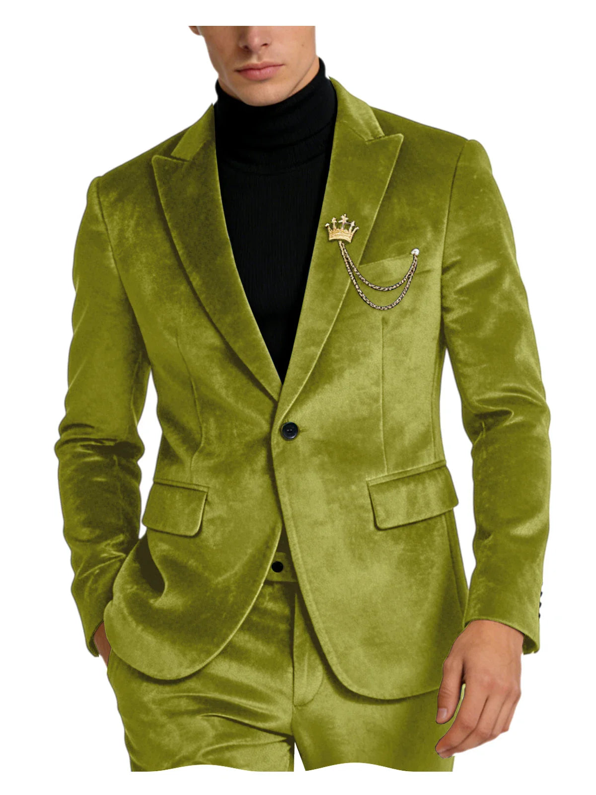 Men's Teal Velvet Blazer 1 Button Single Breasted Slim Fit Formal Wedding Party Suit Jacket