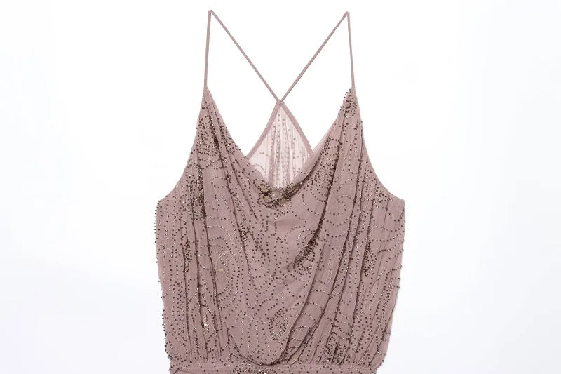 Sequin Tulle Mini Dress Women Ruched Slip Short Dresses for Woman Luxury Party Women's Dress Sexy Backless Dress Women