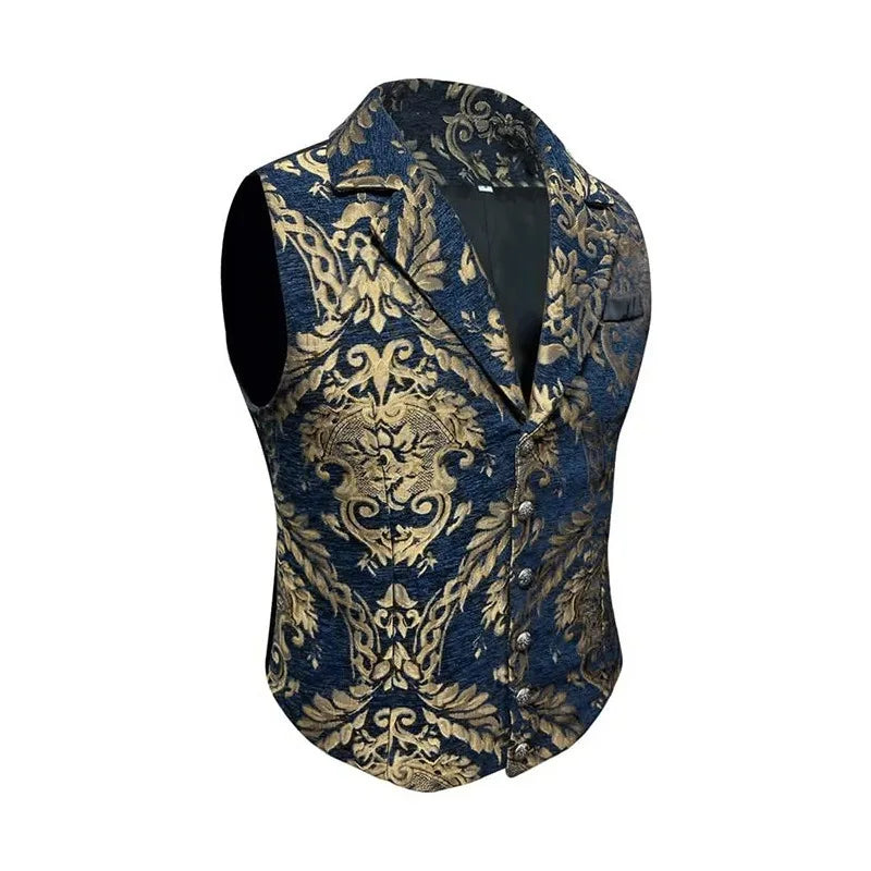 Four Seasons Men Suit Vest Contrast Color Printed Male Vest Slim Single-breasted Sleeveless Versatile Man Waistcoat