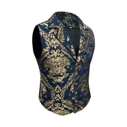 Four Seasons Men Suit Vest Contrast Color Printed Male Vest Slim Single-breasted Sleeveless Versatile Man Waistcoat