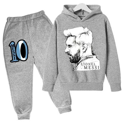 Spring Autumn Children's Hoodie Set Messi Avatar Printed Sportswear Hoodie Pants Suit 2-piece Set Boy Girl Kid Clothes Tracksuit