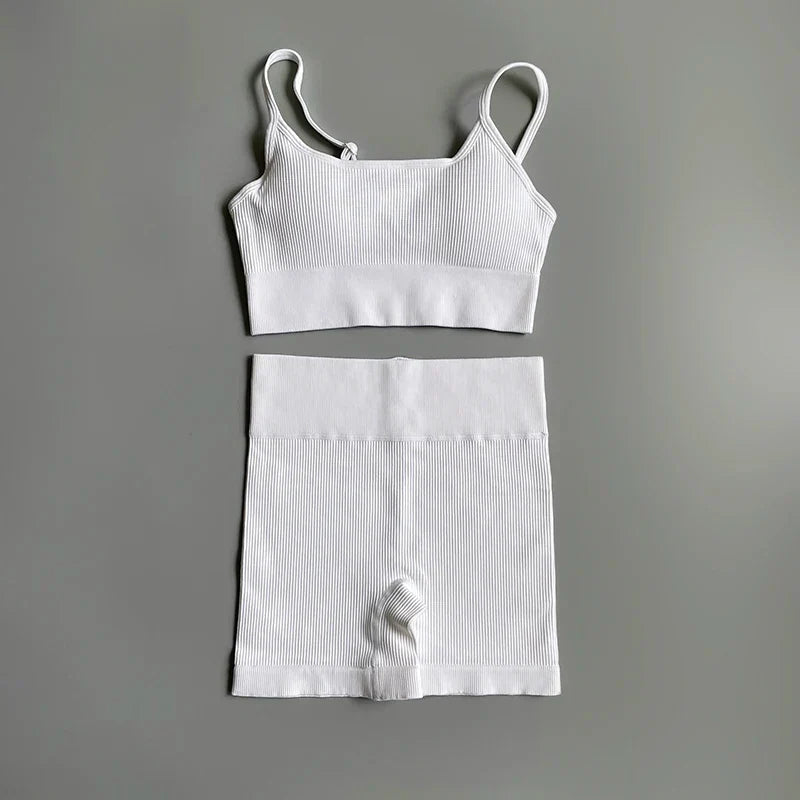 Seamless Yoga Set Gym Suits With Shorts Crop Top Sport Bra Women's Shorts 2 Pieces Set Running Workout Outfit Fitness Clothing