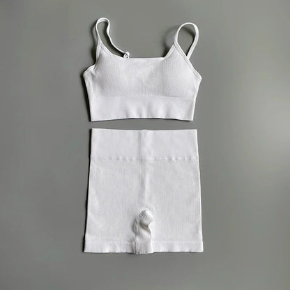 Seamless Yoga Set Gym Suits With Shorts Crop Top Sport Bra Women's Shorts 2 Pieces Set Running Workout Outfit Fitness Clothing