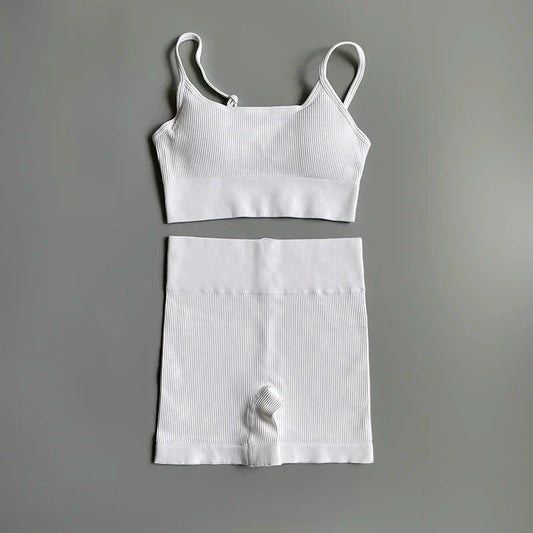Seamless Yoga Set Gym Suits With Shorts Crop Top Sport Bra Women's Shorts 2 Pieces Set Running Workout Outfit Fitness Clothing