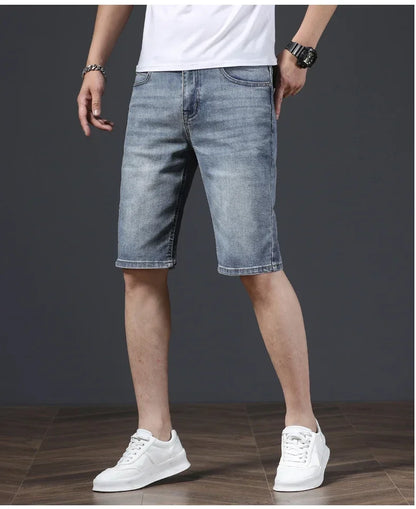 2025 Summer Brand Stretch Thin Bermuda Masculina Cotton Denim Jeans Jorts Men Knee Length Soft Ropa Hombre Shorts