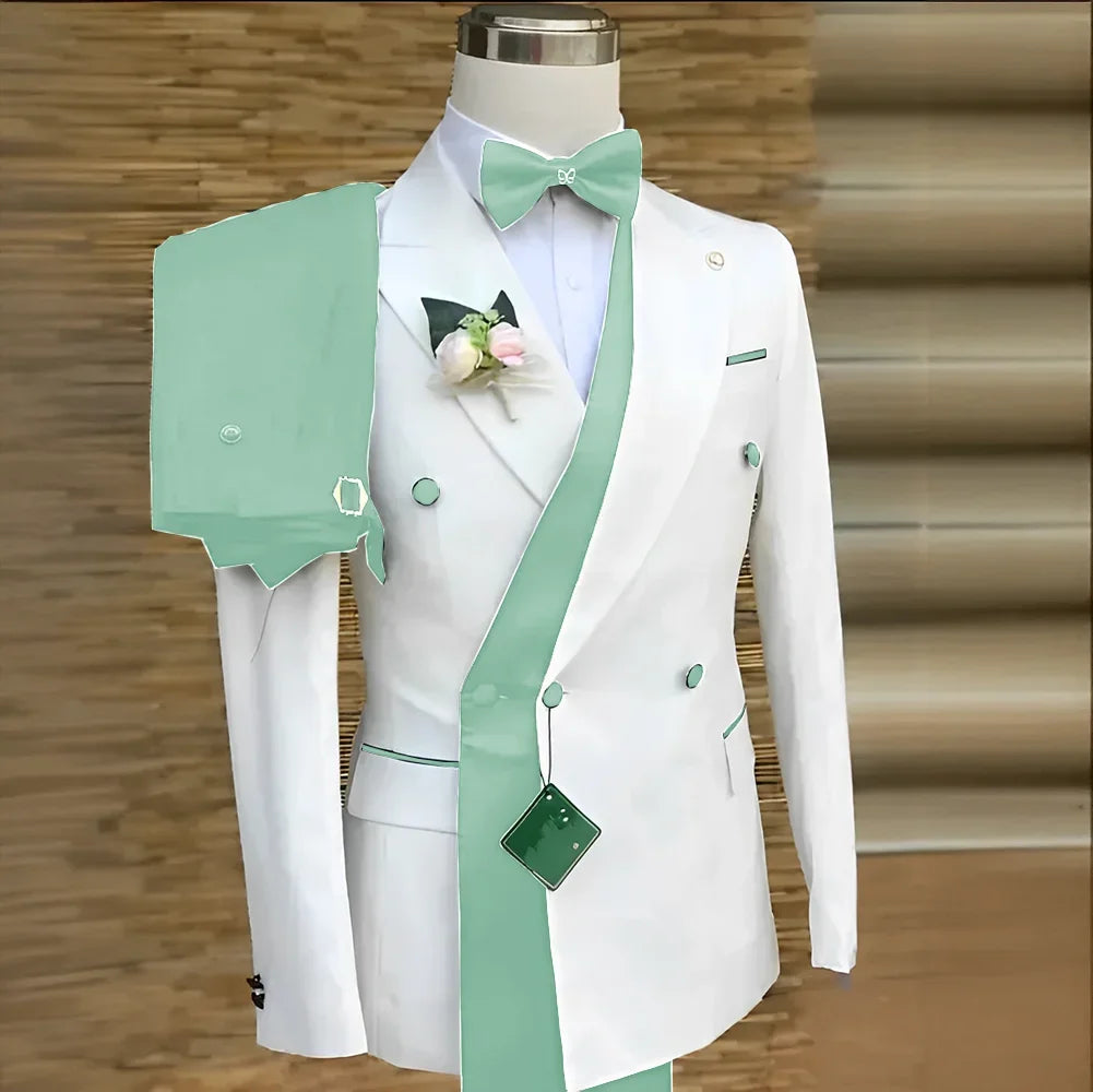 Bespoke Custom White Black Wedding Suit For Men New Design Slim Fit Groom Best Man Wedding Tuxedo Formal Prom Wear 2 Pieces Set