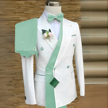 Bespoke Custom White Black Wedding Suit For Men New Design Slim Fit Groom Best Man Wedding Tuxedo Formal Prom Wear 2 Pieces Set