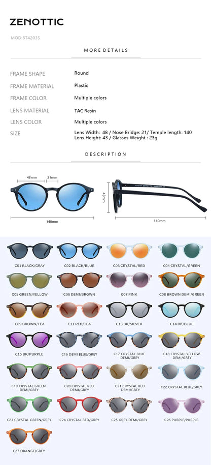 Small Round Sunglasses for Men Women Vintage Retro Polarized Circle Sun Glasses UV400 Protection