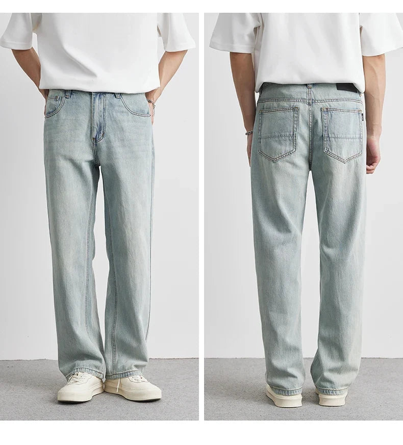 Straight Jeans Summer 2025 New Thin Retro Loose Casual Fashion Wide Pants Straight Pants Large Size Jeans 25-36