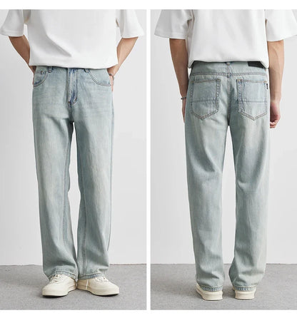 Straight Jeans Summer 2025 New Thin Retro Loose Casual Fashion Wide Pants Straight Pants Large Size Jeans 25-36