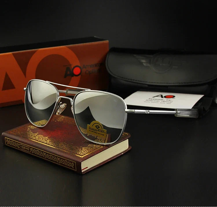 AO Pilot Sunglasses Men Top Quality Brand Designer AGX Tempered Glass Lens Sun Glasses Male