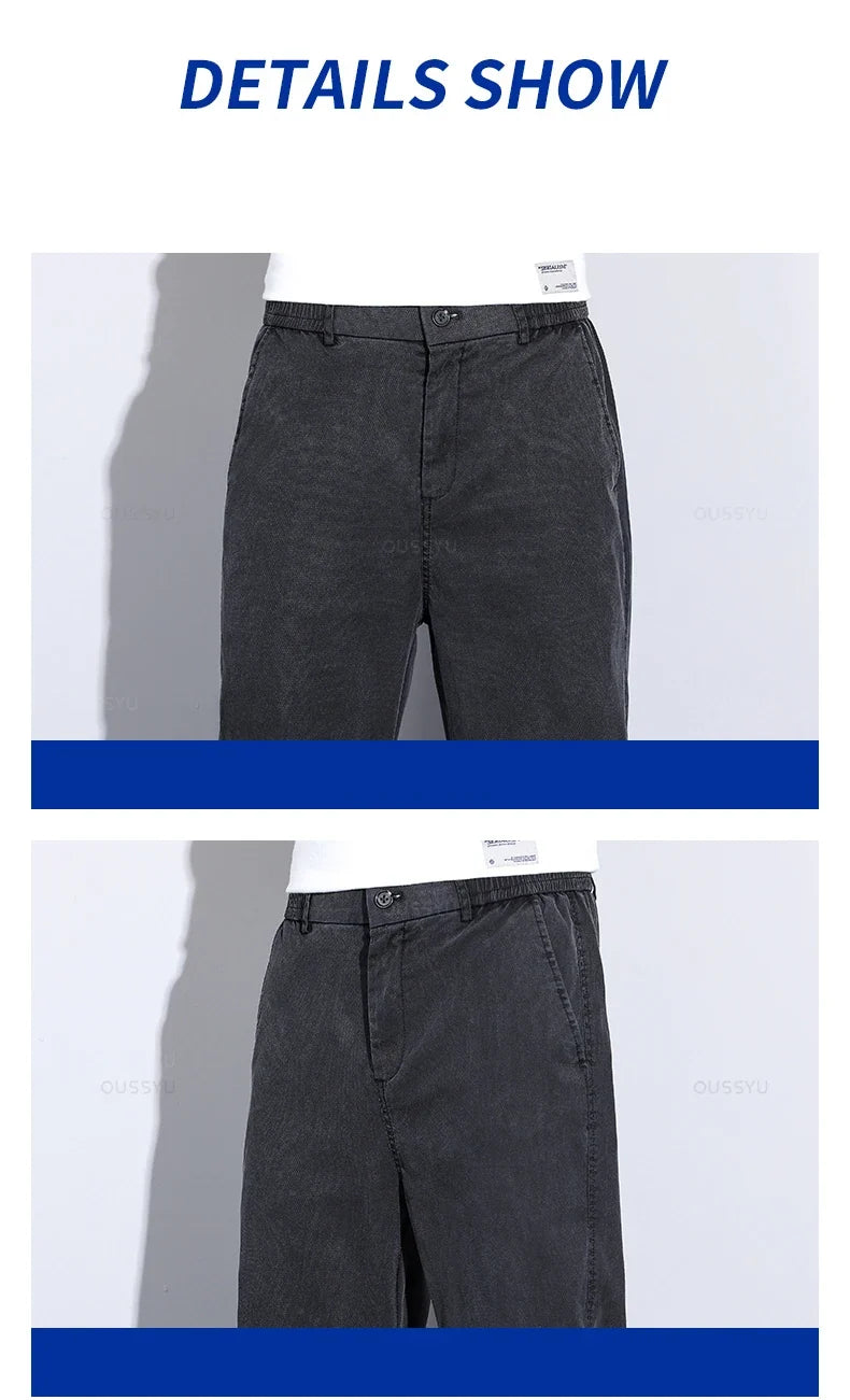 Brand Clothing Summer New Soft Lyocell Fabric Jeans Men Blue Elastic Waist Loose Straight Thin Denim Trousers Male Plus Size 5XL