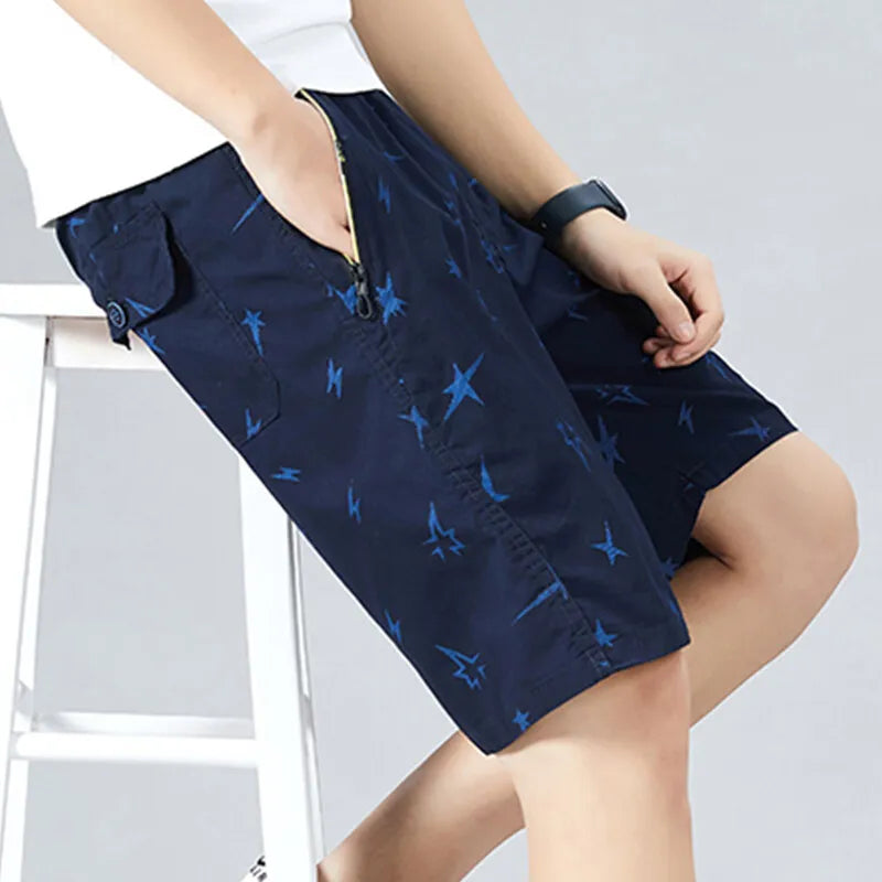 Mens Light Weight Print Shorts Casual Drawstring Elastic Waist Summer Beach Vacation Shorts