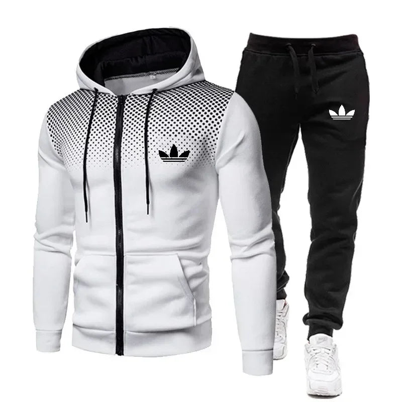 Korea Men Jacket Tracksuit Casual Sports Suit Men's Set 2025Autumn Winter Two Pieces Set Mens Sportswear Plus Pants Suit
