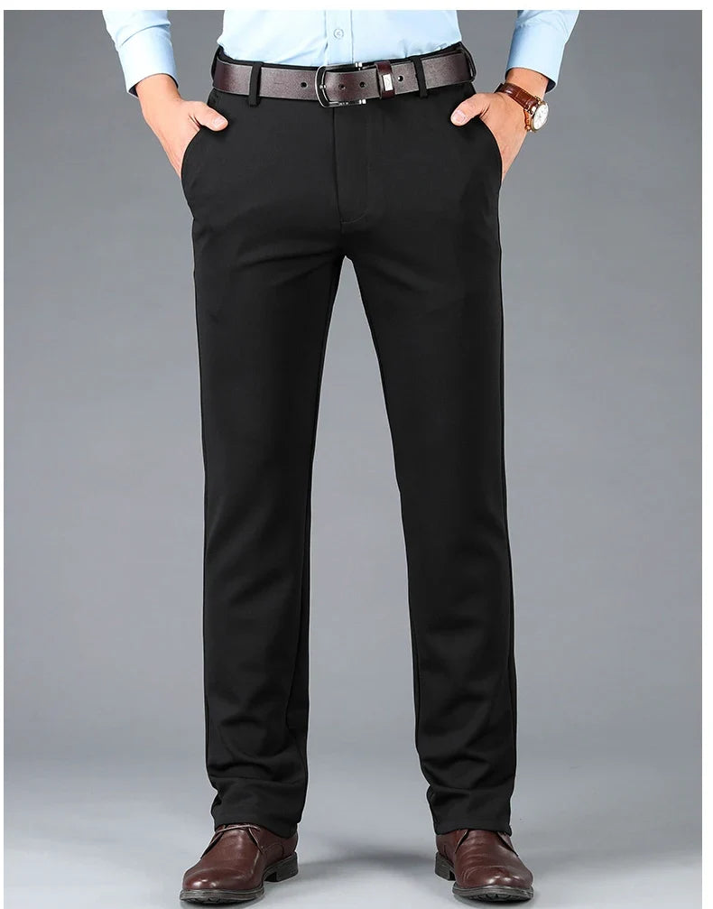 Men's Business Casual Pants Spring Summer Elastic Trousers Office Suit Pants Quick Dry Formal Pants Breathable Comfortable