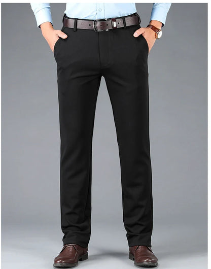 Men's Business Casual Pants Spring Summer Elastic Trousers Office Suit Pants Quick Dry Formal Pants Breathable Comfortable