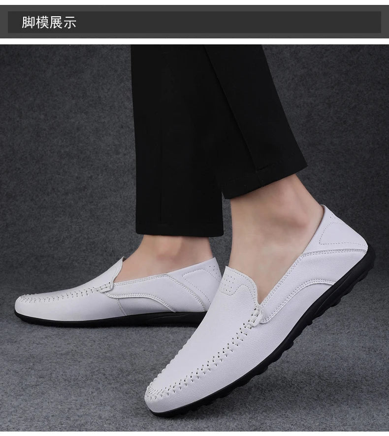 Men's casual leather shoes four seasons plus size soft sole comfort outdoor fashion youth business leather shoes driving shoes