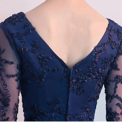 New 2026 Navy Blue Color V-Neck Formal Bridesmaid Dresses Half Sleeves Women Elegant Bride Gown Customized