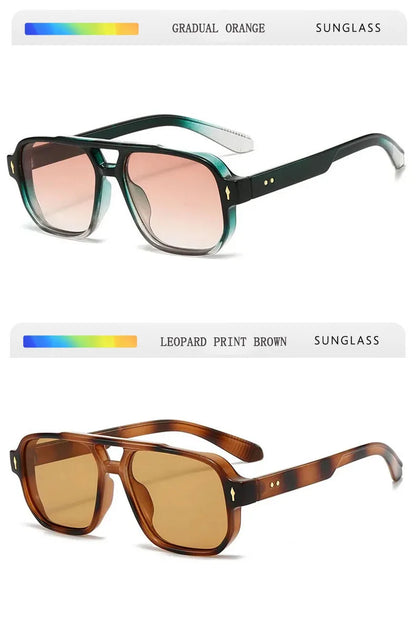 Square Sunglass Men Retro Vacation Yellow Sunglasses Women Trendy Vintage Fashion Glasses Luxury Gafas De Sol Hombre Zonnebril