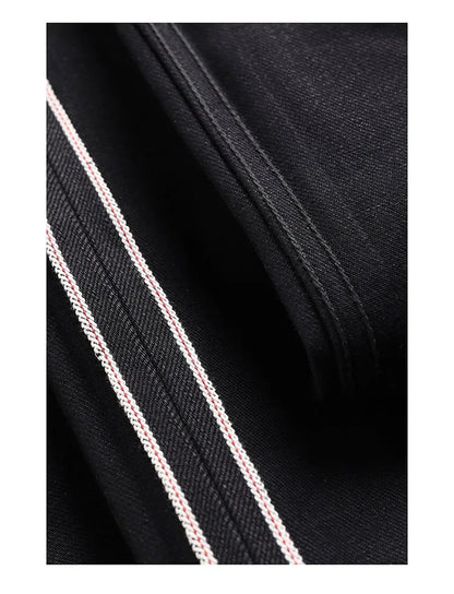 Black Men's Jeans Relaxed Fit 14.5oz Selvedge Denim Officer Trousers