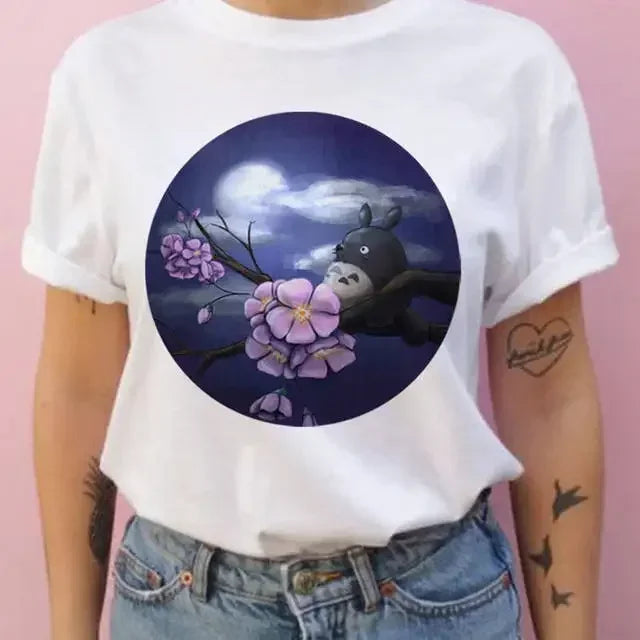 Summer men and women short-sleeved Studio Ghibli Totoro T-shirt Harajuku Kawaii Totoro Ghibli comfortable casual T-shirt Y2k Top