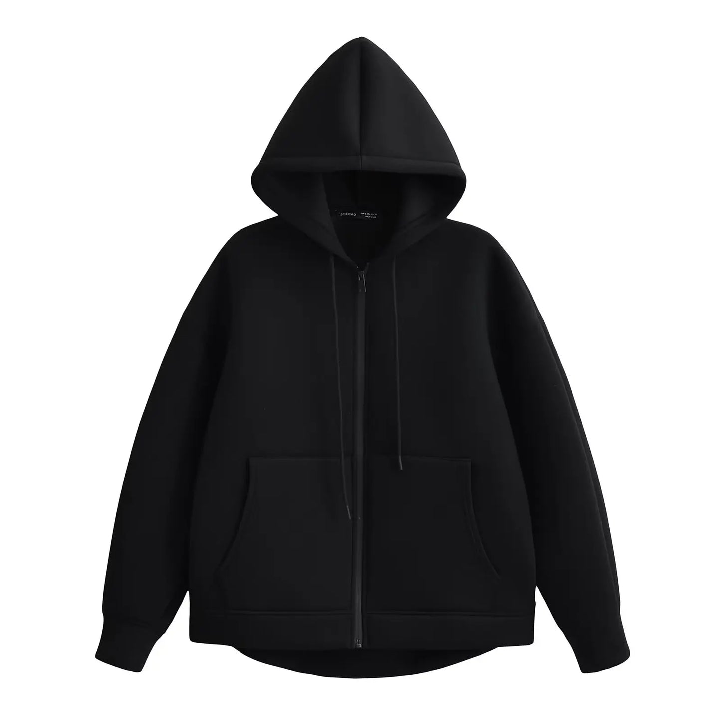 2026 Casual Women's Soild Zipper Hoodie Long Sleeve Big Pocket Zipper Jacket With Hood Female Loose Outerwear Coat Tops