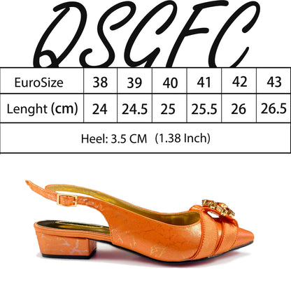 2025 New Summer Collection Stylish Italian Women’s Shoes and Bag Set Gold Colour Comfortable Low Heels With Rhinestone