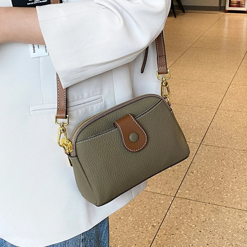 Women's Cowhide Genuine Leather Bag Female Fashion Designer Luxury Handbag Ladies Small Square bag Retro Crossbody Shoulder Bags