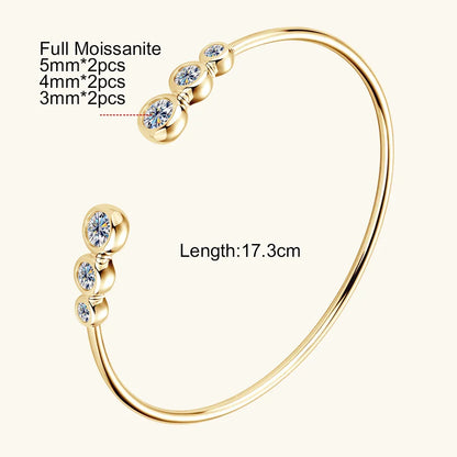 0.5CT Moissanite Bangle Bracelet 18K Gold Plated 925 Sterling Silver Classic Bangle Bezel Set Diamond Bracelet for Women Gifts