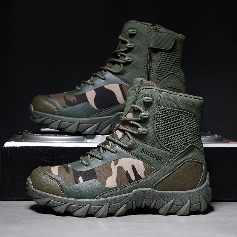 Men Tactical Boots Army Waterproof Work Climbing Hiking Shoes High Quality Outdoor Motorcycle Hunting Safety Unisex Desert Boot
