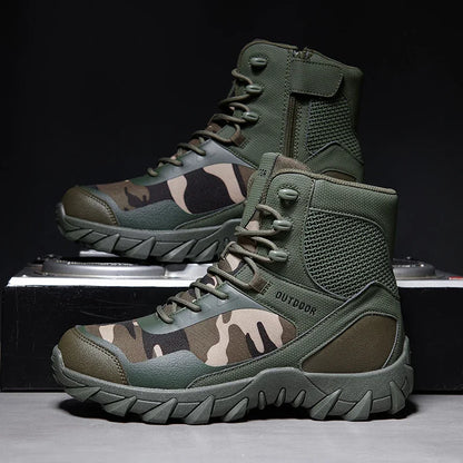 Men Tactical Boots Army Waterproof Work Climbing Hiking Shoes High Quality Outdoor Motorcycle Hunting Safety Unisex Desert Boot