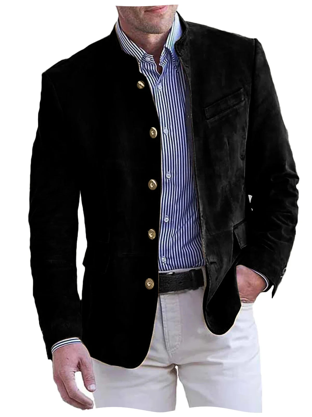 Autumn Winter Men's Casual Blazer Fashion Single-Breasted Snowflake Fleece Jacket Solid Color Daily Work Business Party Coats