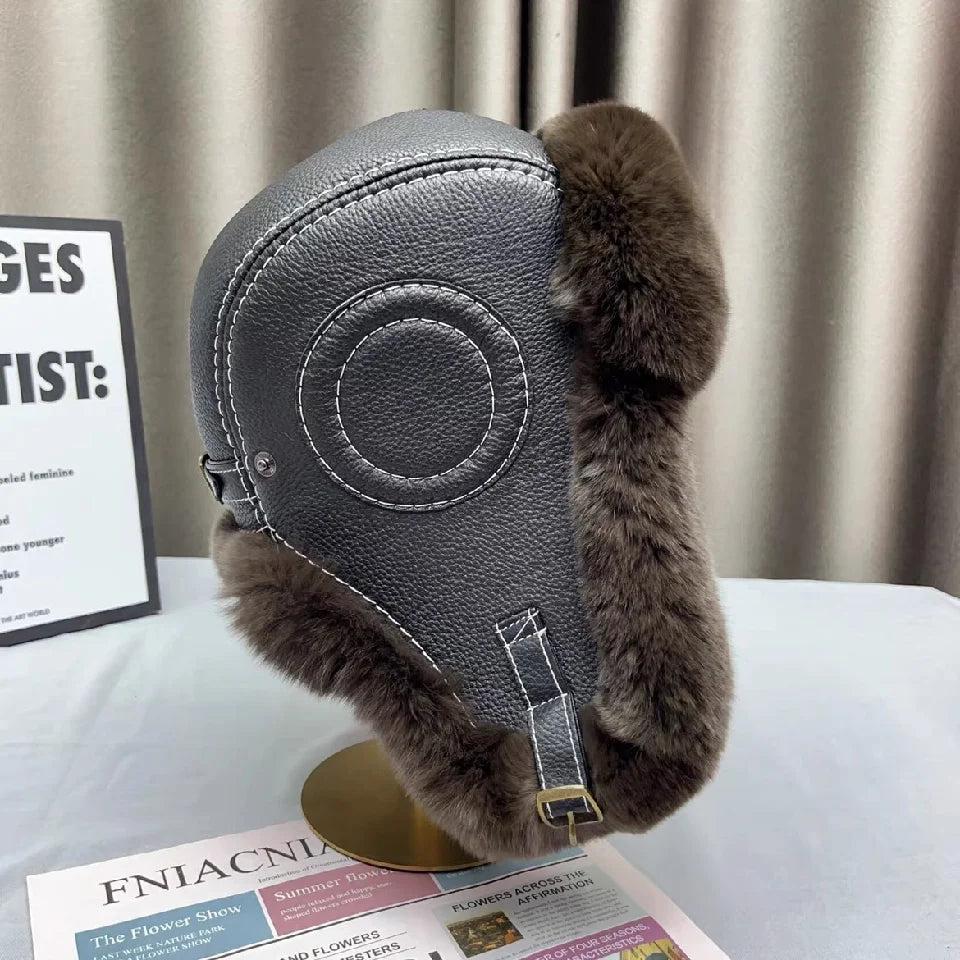 Domo Ushanka Fur Hat Winter Adult Keep Warm Cap Bomber Hats For Women Rex Rabbit Fur Hat With Ear Recommend Winter Sales