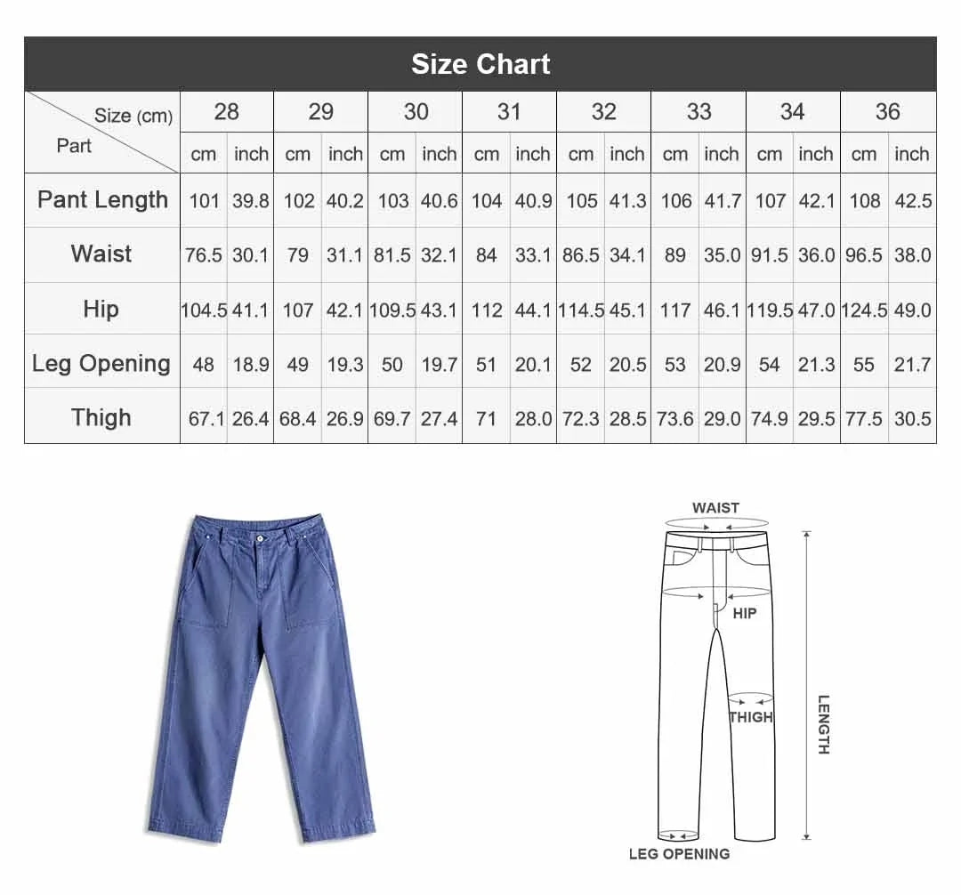 Men‘s Vintage Washed Denim Jeans Blue Cotton Canvas Workwear Zipper Pants Loose Fit Casual Trousers for Spring and Autum