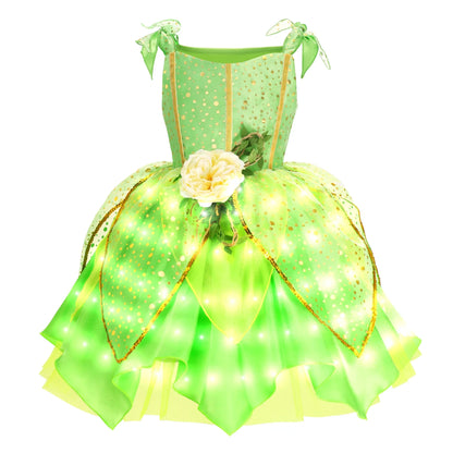 2025 Evening Party Girls LED Lights Elsa Anna Kids Princess Dress Coslplay Halloween Luminous Prom Gowns