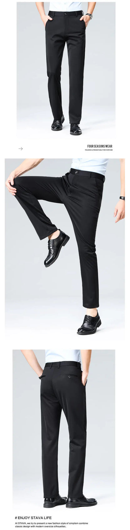 Men's Four-Way Stretch Business Casual Pants Spring/Autumn Formal Dress Trousers Elastic Comfortable Casual Pants