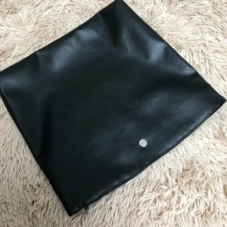 Simple Black Dull Handbag Rolled Edges Large Capacity Soft Texture Women's Casual Clutch Bag Vintage Artistic Style