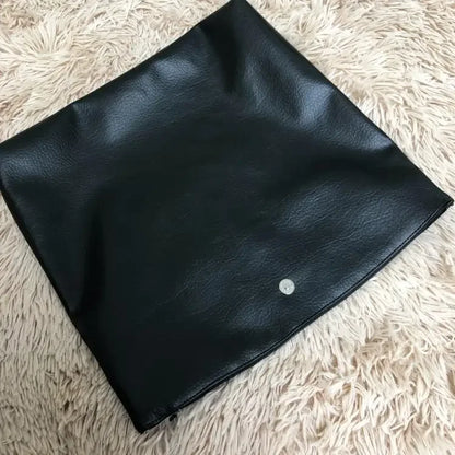 Simple Black Dull Handbag Rolled Edges Large Capacity Soft Texture Women's Casual Clutch Bag Vintage Artistic Style