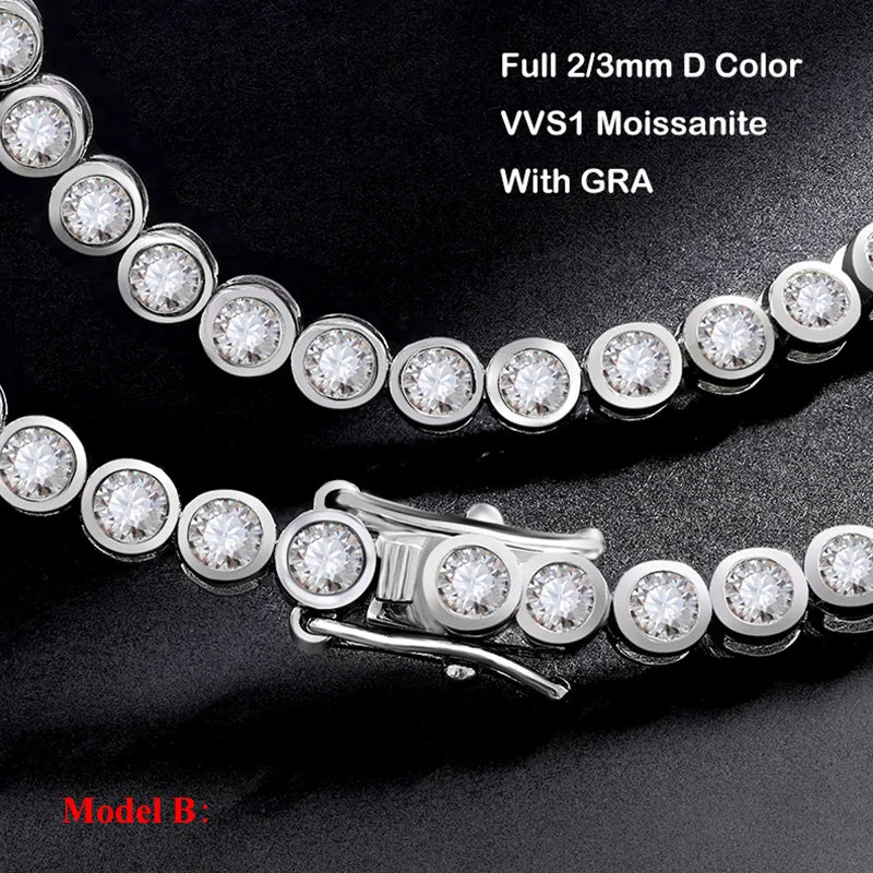Full Asscher Cut 3x3mm 0.15CT Bezel Type Moissanite Tennis Bracelet for Women Men Party 925 Silver GRA Certified Bracelets
